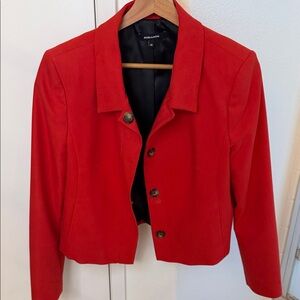 Red Cropped Blazer Jacket